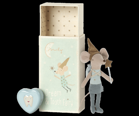 Maileg Tooth Fairy Mouse in Matchbox – Blue