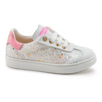 Pablosky White & Pink Sparkle Sneaker 292100 Size 26,
