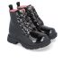 black glitter chunky girls ankle boot patent