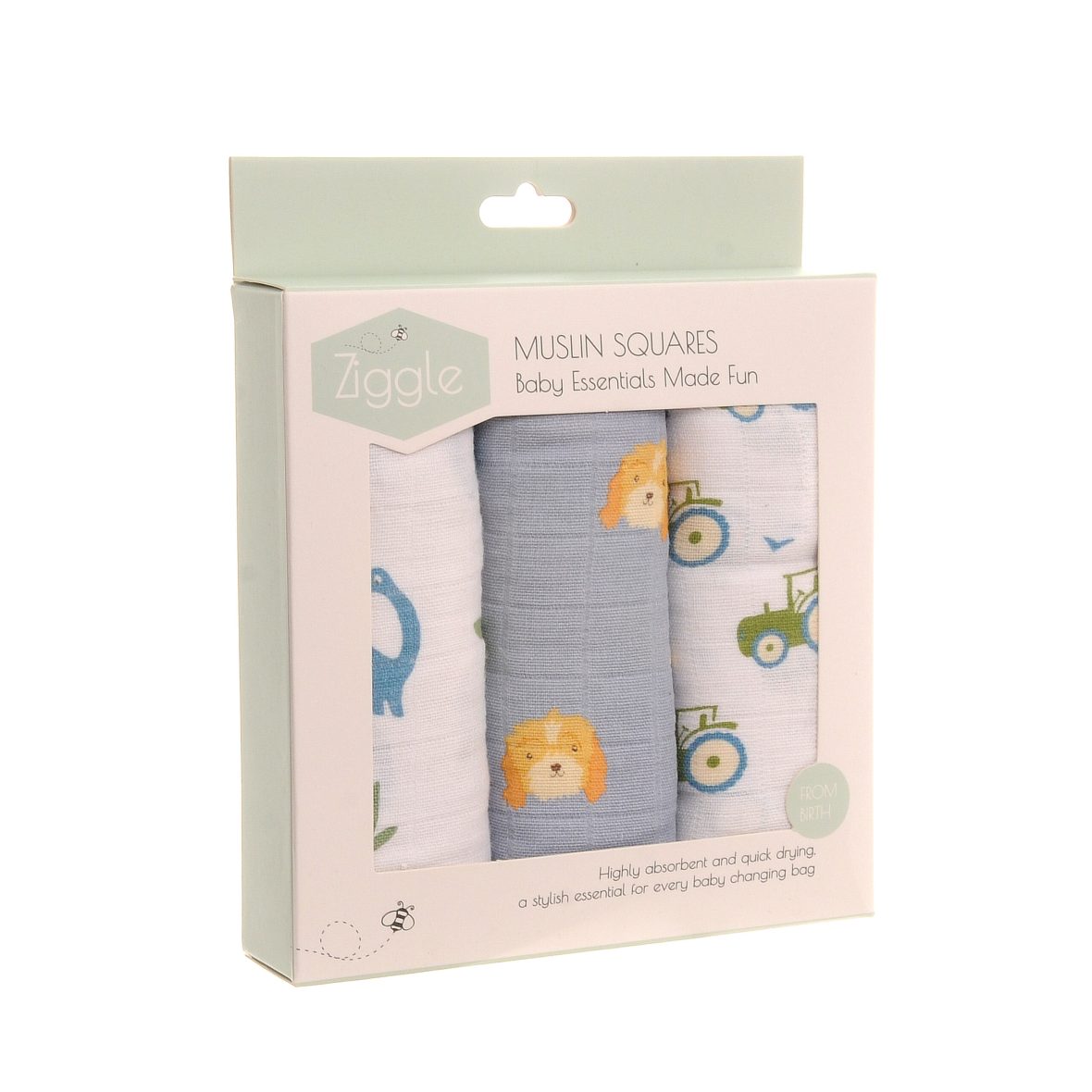 Ziggle Muslin Squares – Pastel Blues
